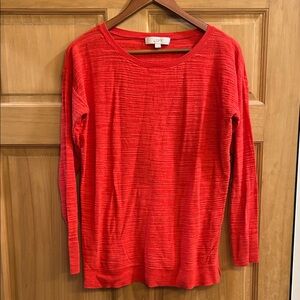 LOFT Vibrant Red Long Sleeve Sweater Top